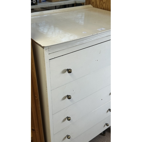 13 - A mid 20th century white painted chest of drawers - approx. 107cm high x 63cm wide x 43cm deep