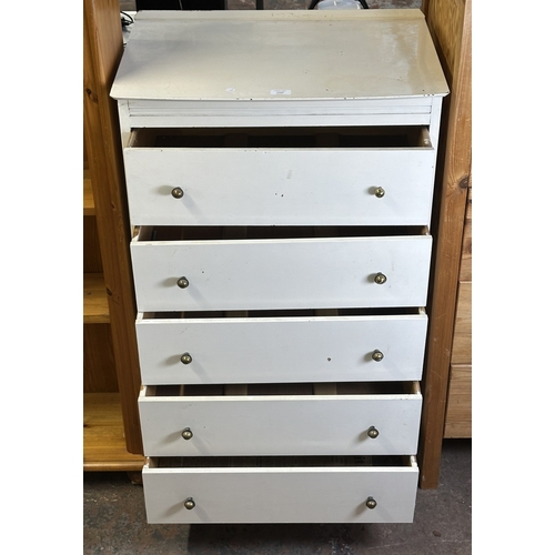 13 - A mid 20th century white painted chest of drawers - approx. 107cm high x 63cm wide x 43cm deep