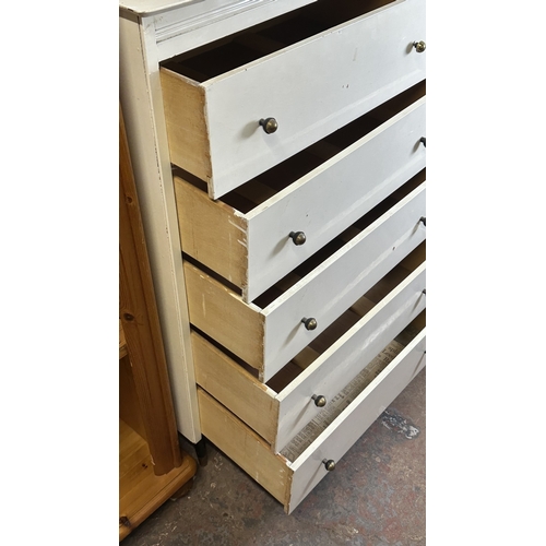 13 - A mid 20th century white painted chest of drawers - approx. 107cm high x 63cm wide x 43cm deep
