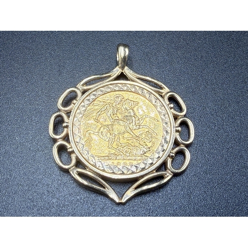 2050 - An 1898 Victoria 22ct gold full sovereign coin in hallmarked 9ct gold pendant - approx. gross weight...