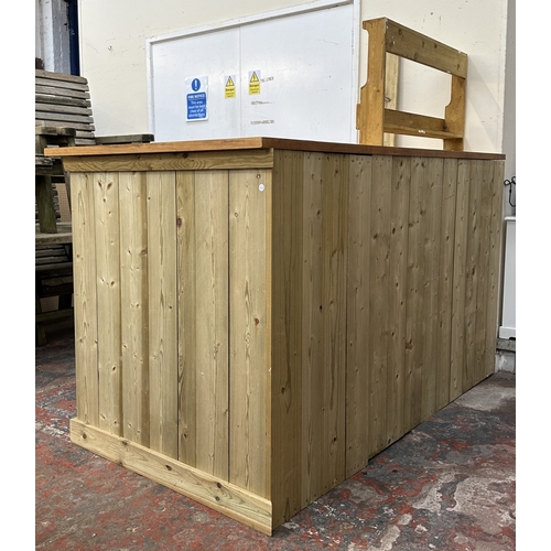 60 - A handmade wooden L shaped home bar with accessories to include drinking glasses, Coors Light drip t... 