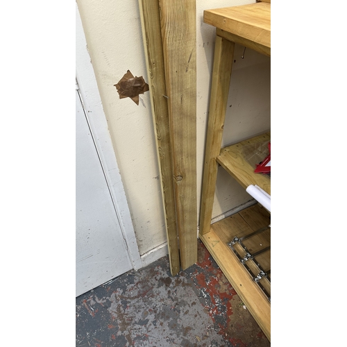 60 - A handmade wooden L shaped home bar with accessories to include drinking glasses, Coors Light drip t... 