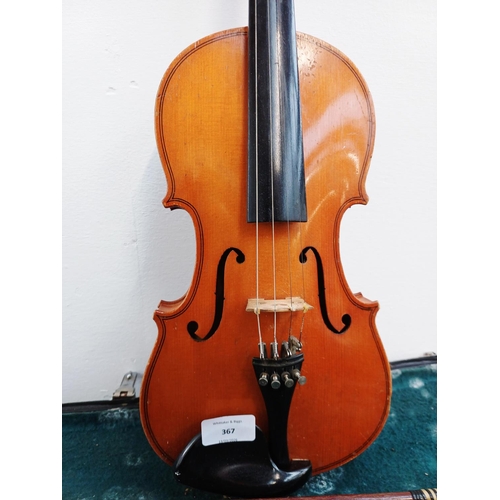 367 - A cased violin with bow