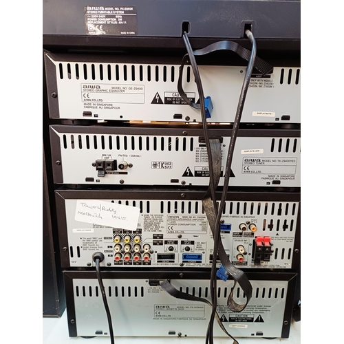 381 - An Aiwa hi-fi system comprising PX-E850K two-speed turntable, GE-Z9400 graphic equaliser, TX-Z9400YE... 