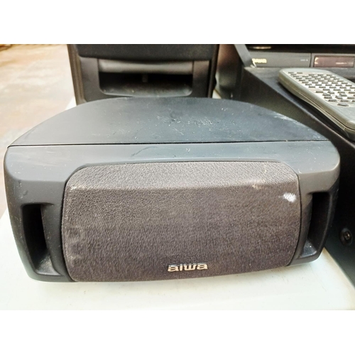 381 - An Aiwa hi-fi system comprising PX-E850K two-speed turntable, GE-Z9400 graphic equaliser, TX-Z9400YE... 