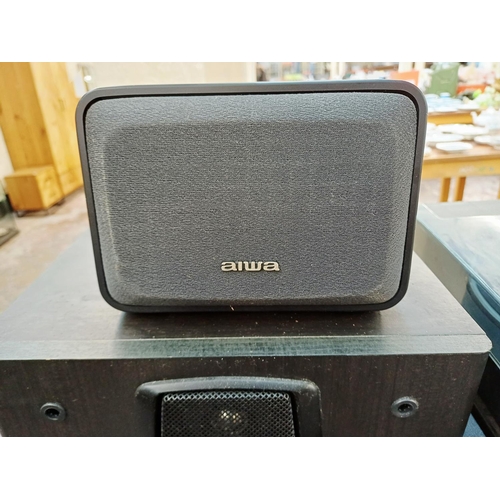 381 - An Aiwa hi-fi system comprising PX-E850K two-speed turntable, GE-Z9400 graphic equaliser, TX-Z9400YE... 
