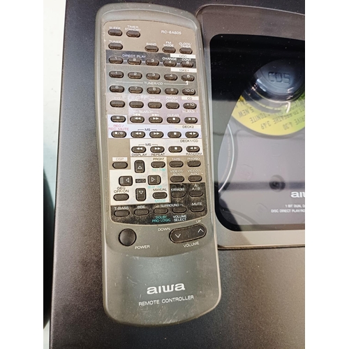 381 - An Aiwa hi-fi system comprising PX-E850K two-speed turntable, GE-Z9400 graphic equaliser, TX-Z9400YE... 