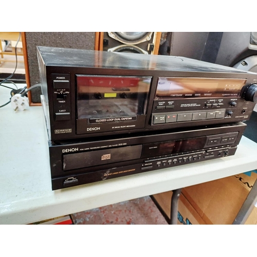 382 - Four items, one Denon DR-M22 Dolby B/C cassette deck, one Denon DCD-960 CD player with remote contro... 