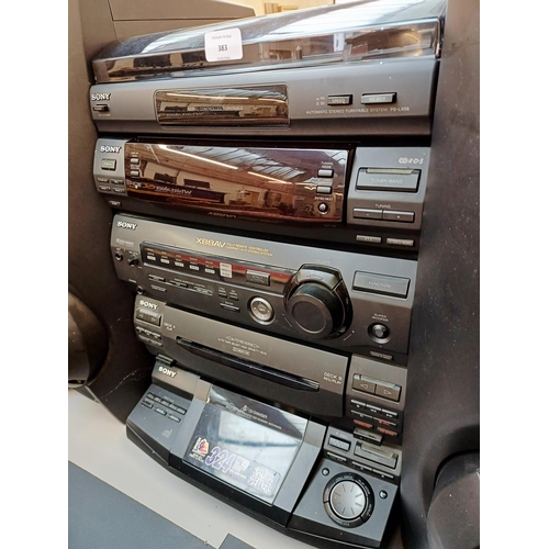 383 - A Sony XB8AV hi-fi system comprising PS-LX56 two-speed turntable, HCD-XB8 CD player/cassette deck/re... 