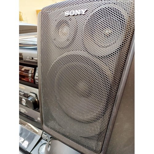 383 - A Sony XB8AV hi-fi system comprising PS-LX56 two-speed turntable, HCD-XB8 CD player/cassette deck/re... 