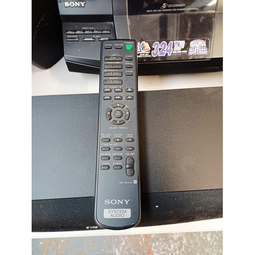 383 - A Sony XB8AV hi-fi system comprising PS-LX56 two-speed turntable, HCD-XB8 CD player/cassette deck/re... 