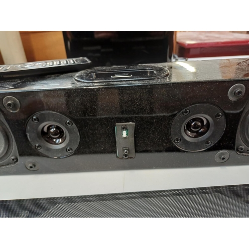 385 - Two items, one Orbitsound T12 speaker system comprising subwoofer and soundbar with built-in iPod do... 