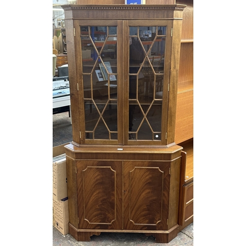67 - A Georgian style mahogany astral glazed corner display cabinet - approx. 180cm high x 91cm wide x 50... 