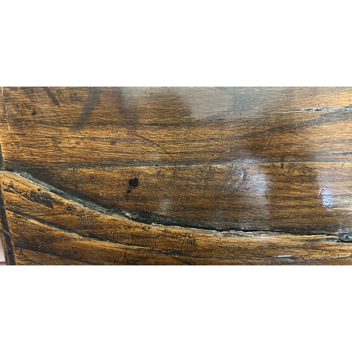 108 - A Georgian oak dresser base - approx. 82cm high x 207cm wide x 52cm deep