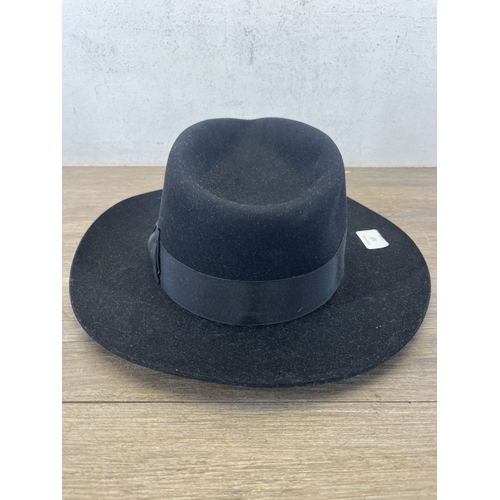 307 - A Christys' of London black felt fedora hat - size medium