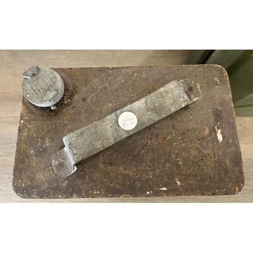 259 - Two fuel cans, one early/mid 20th century Shell and one 20L green steel