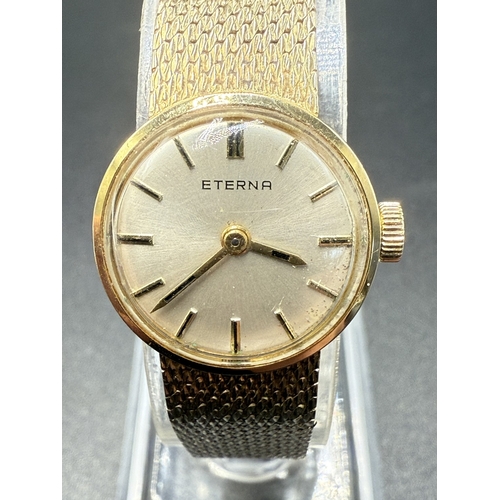 2273A - A mid 20th century Eterna 14ct gold cased hand wind ladies' wristwatch with 14ct gold bracelet - app...