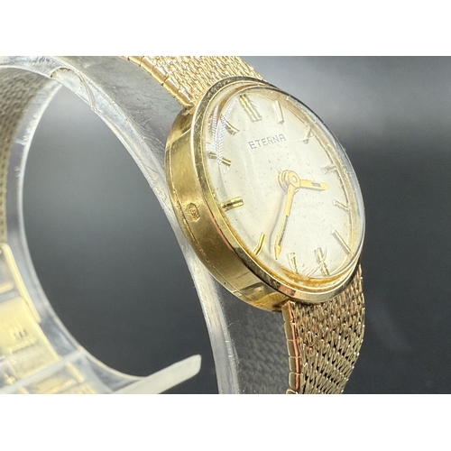 2273A - A mid 20th century Eterna 14ct gold cased hand wind ladies' wristwatch with 14ct gold bracelet - app... 
