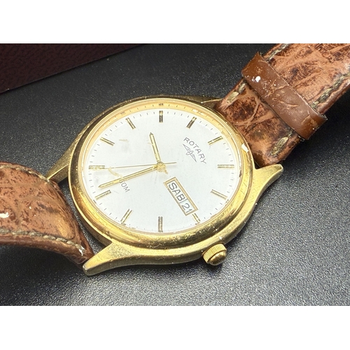 2274 - Three quartz men's wristwatches, two Rotary and one boxed Casio Wave Ceptor WVA-210 alarm world time... 