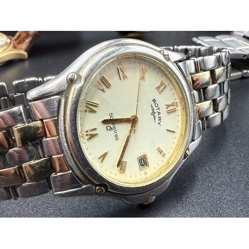 2274 - Three quartz men's wristwatches, two Rotary and one boxed Casio Wave Ceptor WVA-210 alarm world time... 