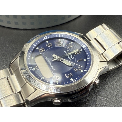 2274 - Three quartz men's wristwatches, two Rotary and one boxed Casio Wave Ceptor WVA-210 alarm world time... 