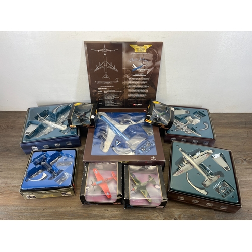 332 - Nine boxed diecast model aeroplanes to include Corgi The Aviation Archive 1:72 scale The Korean War ... 