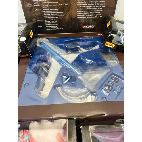 332 - Nine boxed diecast model aeroplanes to include Corgi The Aviation Archive 1:72 scale The Korean War ... 