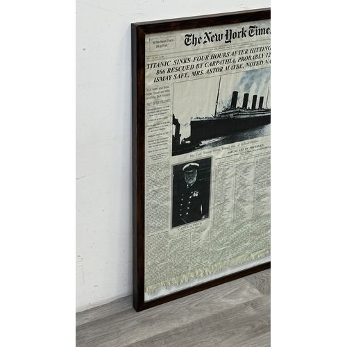 142 - A framed reproduction The New York Times 'Titanic' Tuesday, April 16th, 1912 newspaper print, publis... 
