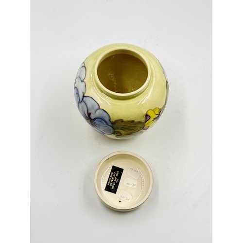 178 - A Moorcroft Pansy pattern ginger jar and cover - approx. 15.5cm high