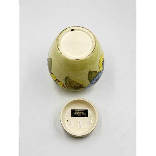 178 - A Moorcroft Pansy pattern ginger jar and cover - approx. 15.5cm high