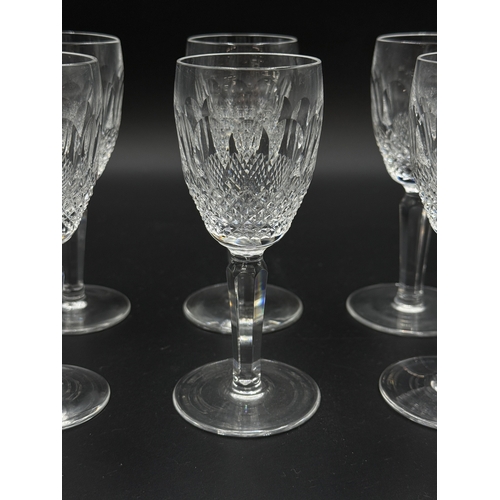 190 - Six Waterford Crystal Colleen pattern tall stem sherry glasses - approx. 14cm high