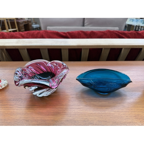 247 - Nine mid 20th century art glass vases and bowls to include Josef Hospodka for Chřibská etc.