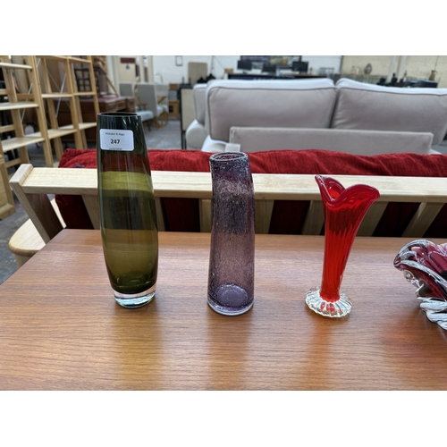 247 - Nine mid 20th century art glass vases and bowls to include Josef Hospodka for Chřibská etc.