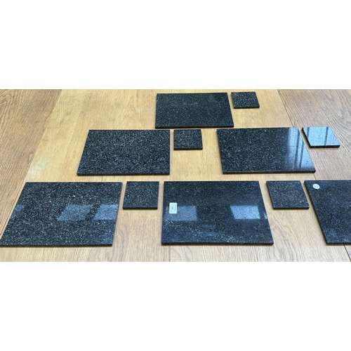 101 - Six polished granite table mats and coasters - table mats approx. 21cm x 29cm