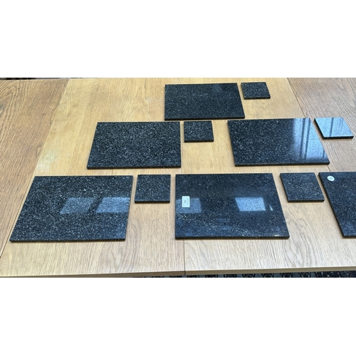 101 - Six polished granite table mats and coasters - table mats approx. 21cm x 29cm