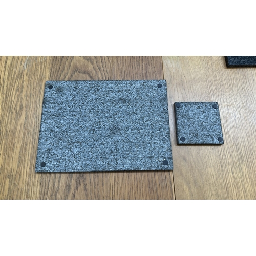 101 - Six polished granite table mats and coasters - table mats approx. 21cm x 29cm
