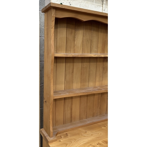 112 - A modern Arts & Crafts style elm dresser - approx. 183cm high x 137cm wide x 43cm deep