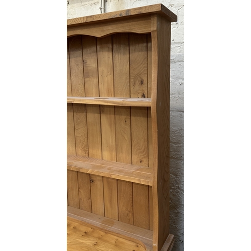 112 - A modern Arts & Crafts style elm dresser - approx. 183cm high x 137cm wide x 43cm deep