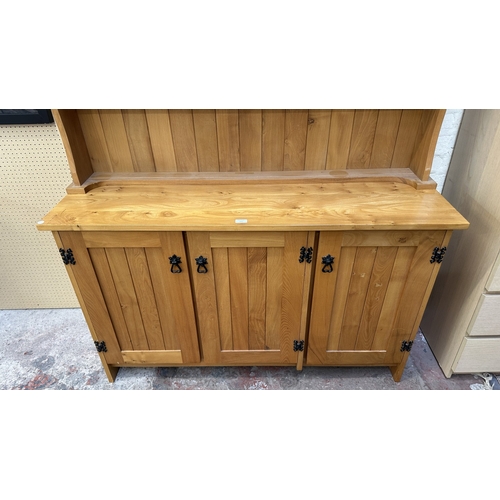 112 - A modern Arts & Crafts style elm dresser - approx. 183cm high x 137cm wide x 43cm deep