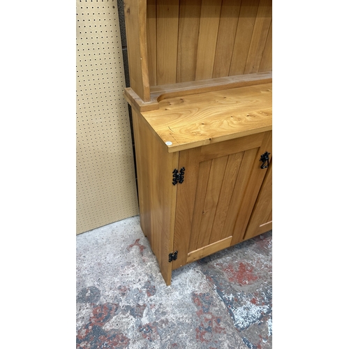 112 - A modern Arts & Crafts style elm dresser - approx. 183cm high x 137cm wide x 43cm deep