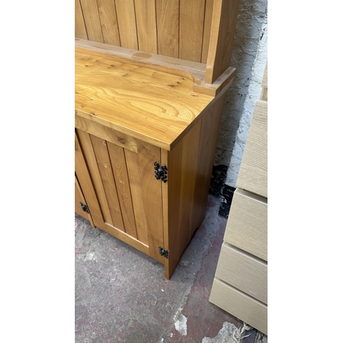 112 - A modern Arts & Crafts style elm dresser - approx. 183cm high x 137cm wide x 43cm deep