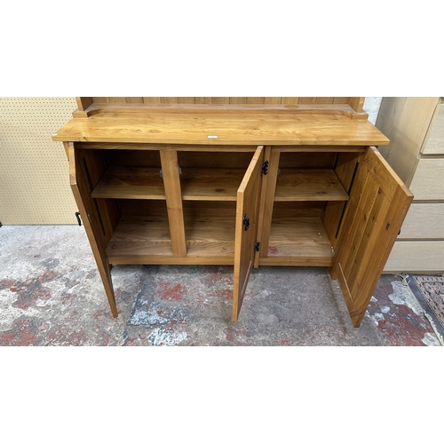 112 - A modern Arts & Crafts style elm dresser - approx. 183cm high x 137cm wide x 43cm deep