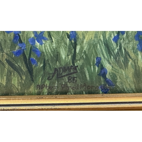 116A - A late 20th century gilt framed oil on canvas titled 'Alice in Wonderland, Feeding the Rabbits' afte... 