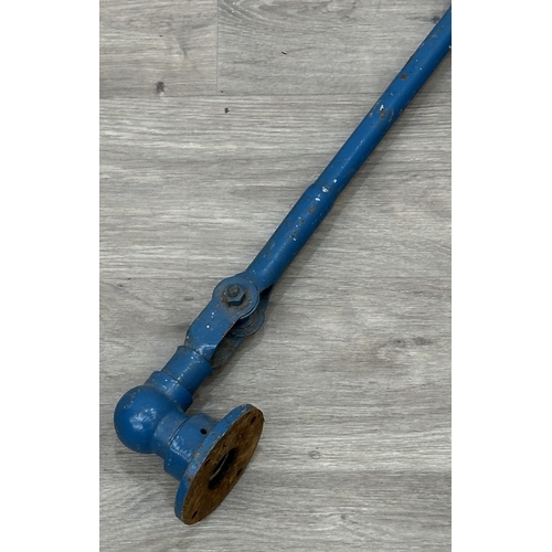 120 - A mid 20th century Revo green and blue painted metal articulated industrial machinist's desk lamp - ... 