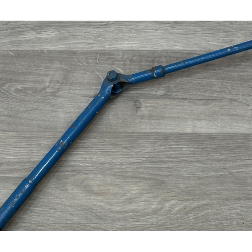 120 - A mid 20th century Revo green and blue painted metal articulated industrial machinist's desk lamp - ... 