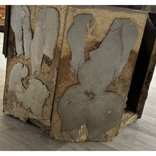 121 - A Brutalist Paul Kingma Tableaux series brass and copper inlaid slate octagonal coffee table - appro... 