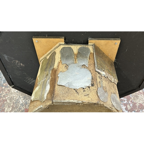 121 - A Brutalist Paul Kingma Tableaux series brass and copper inlaid slate octagonal coffee table - appro... 