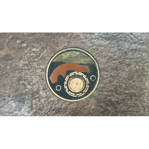 121 - A Brutalist Paul Kingma Tableaux series brass and copper inlaid slate octagonal coffee table - appro... 