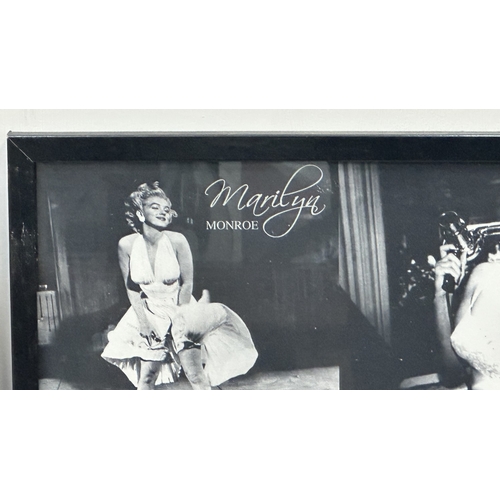 125 - Two framed black and white collage prints, one Marilyn Monroe and one Audrey Hepburn - approx. 43cm ... 