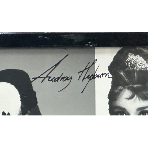 125 - Two framed black and white collage prints, one Marilyn Monroe and one Audrey Hepburn - approx. 43cm ... 